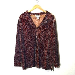 Vintage Sag Harbor Plush Leopard Print Womens XL Jacket